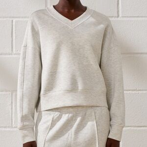 Elegant Light Gray V-Neck Sweater for Women